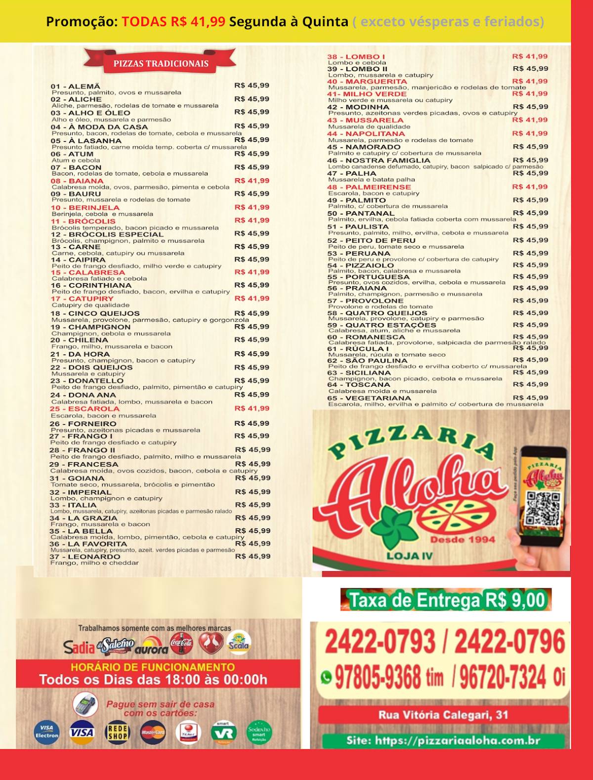 Pizzaria Aloha IV cardápio