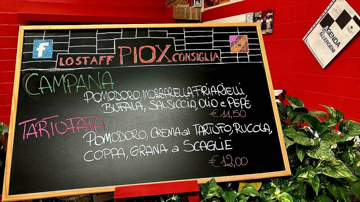 Menu di Pizzeria Pio X 