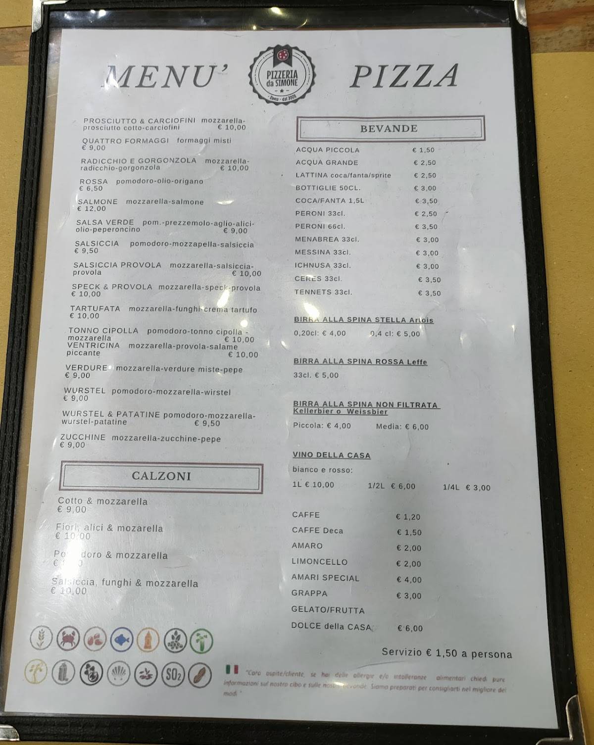Menu di Pizzeria da Simone Malatesta 
