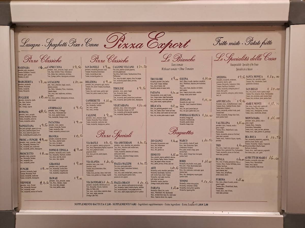 Menu di Pizzeria Rica Roca 