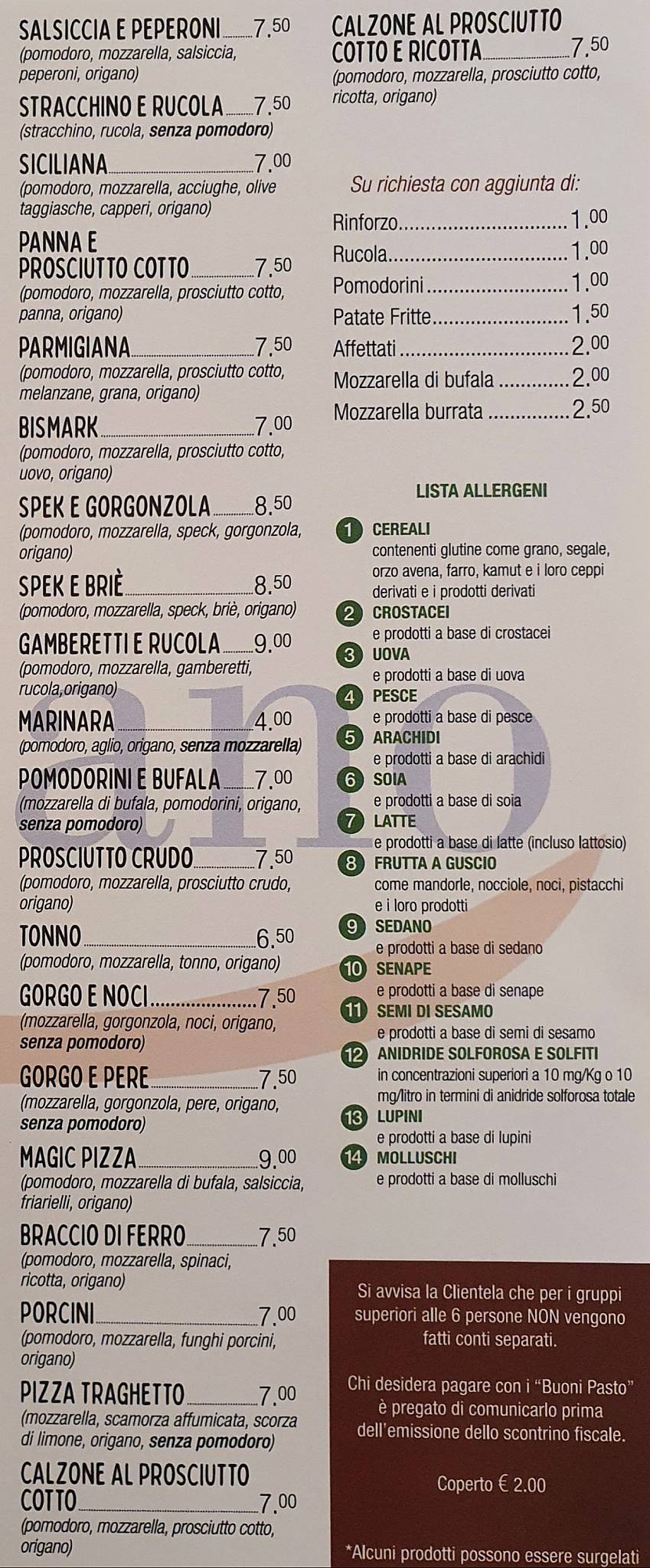 Menu di Da Romano 