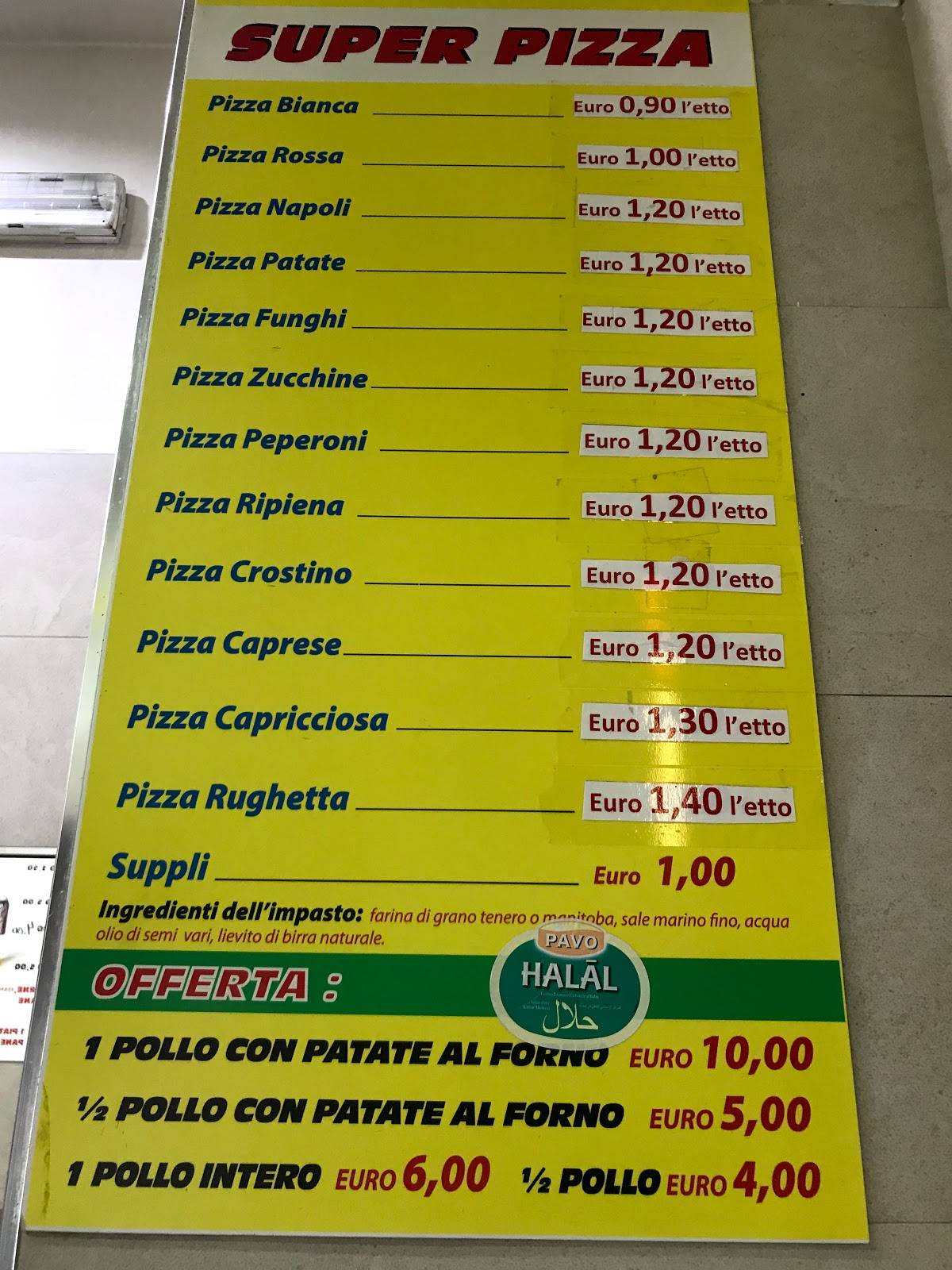 Menu di Pizzeria 
