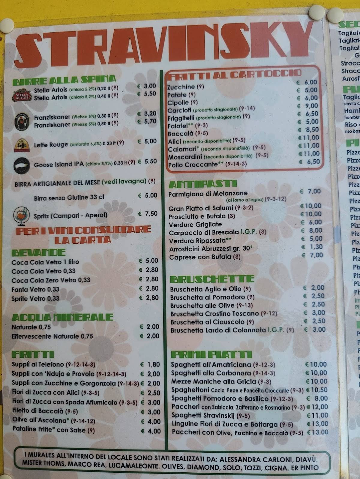 Menu di Stravinskij 