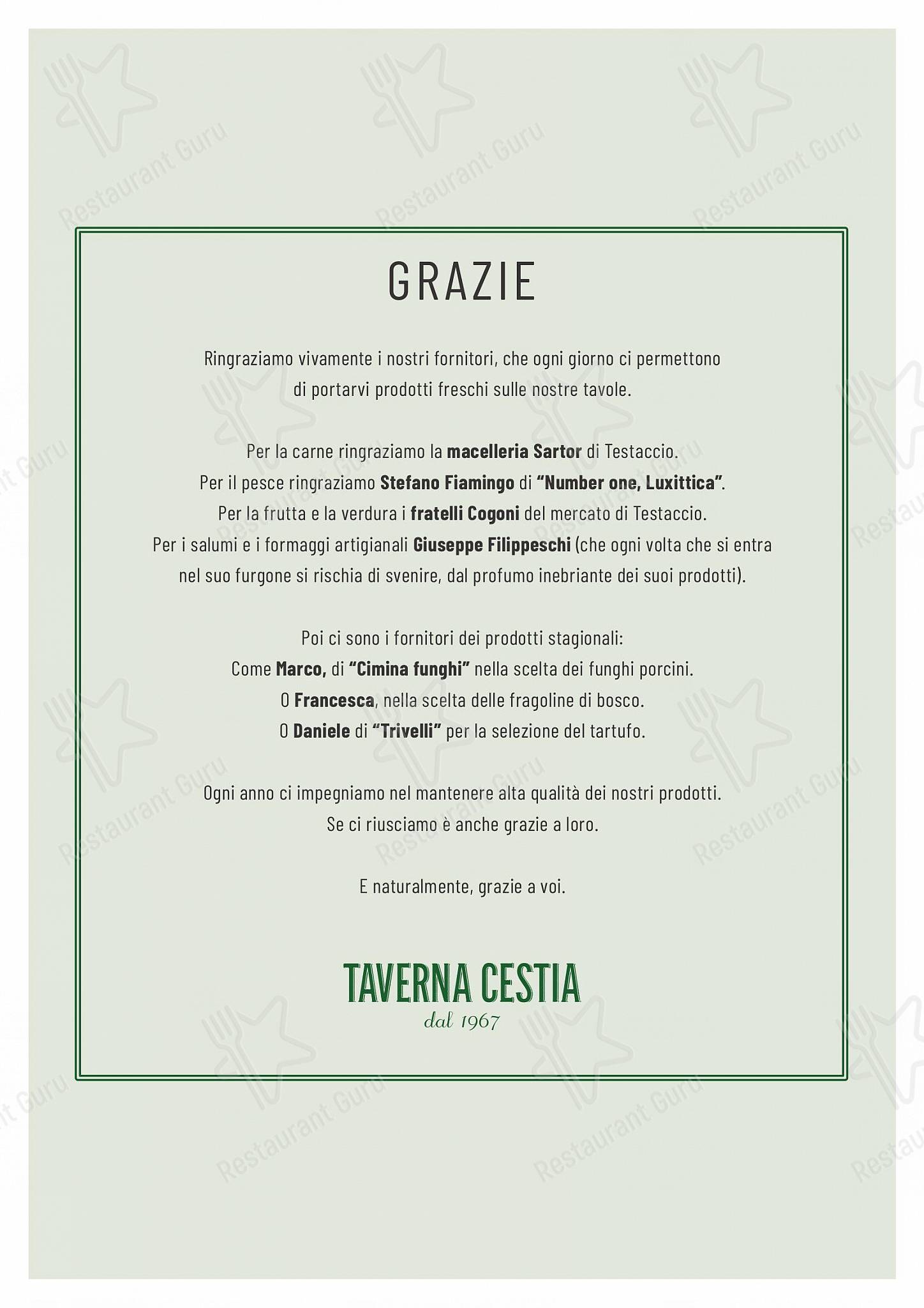Guarda il menu di Taverna Cestia Roma