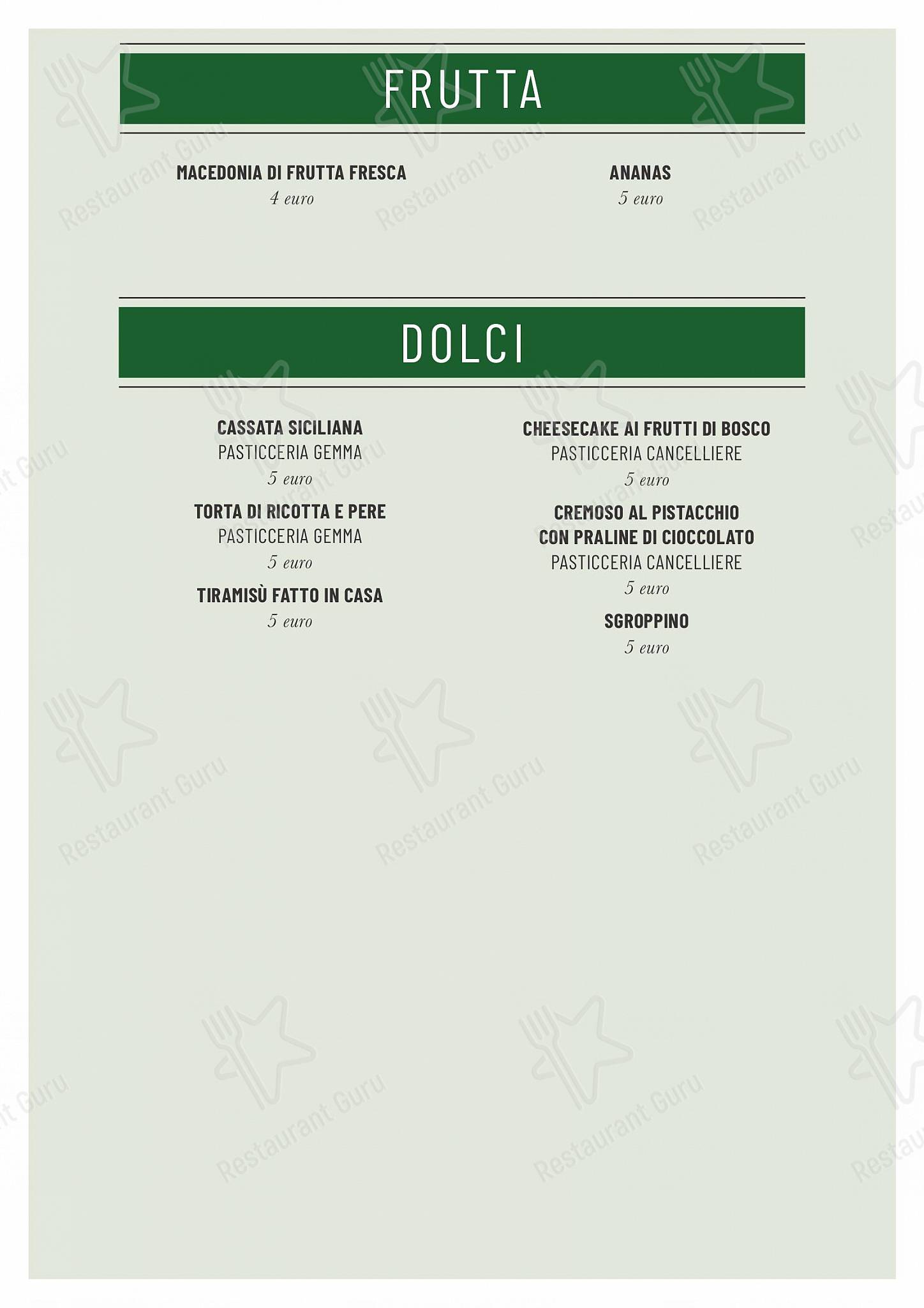 Menu di Taverna Cestia Roma