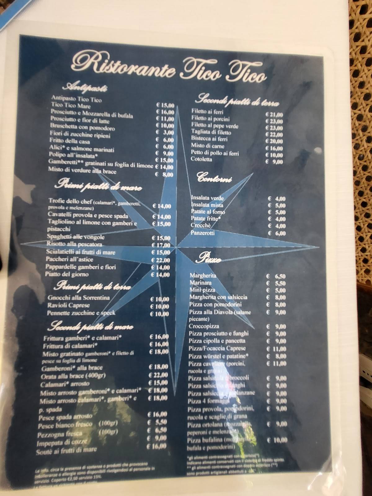 Menu di Tico Tico Ristorante Pizzeria 