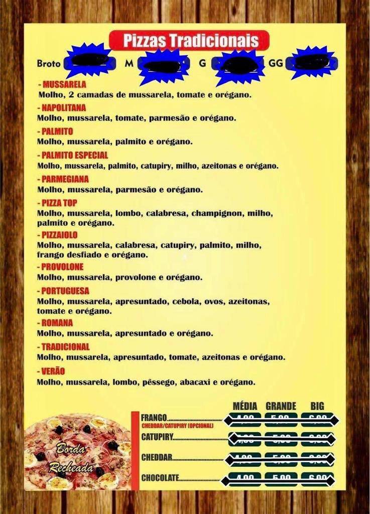 Top Pizza bairro alto cardápio