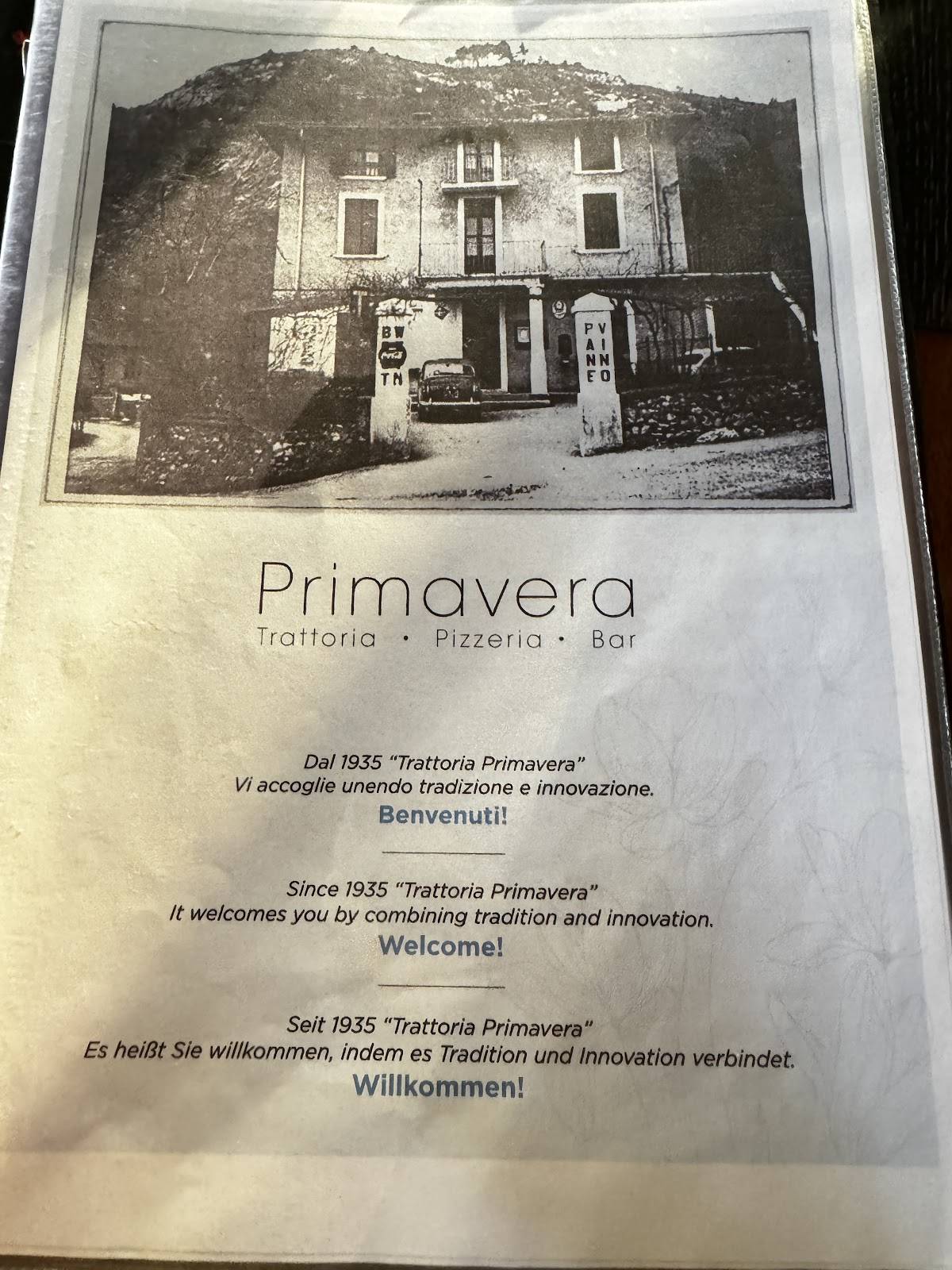 Menu di Trattoria Pizzeria Primavera - Fraz.Voltino 
