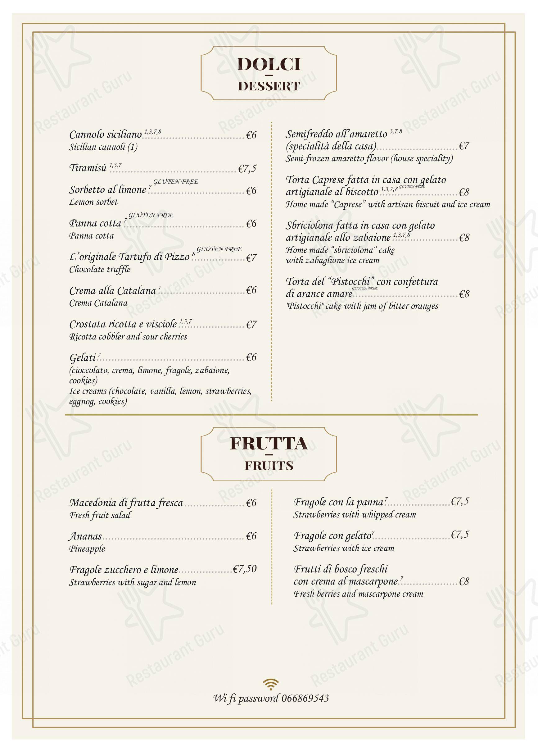 Menu bar per Trattoria Polese pizzeria