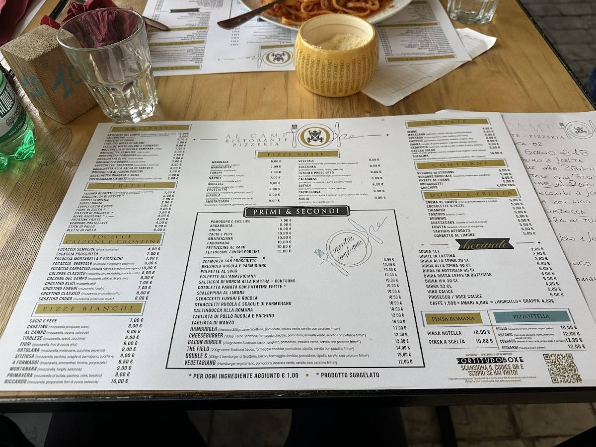 Menu di Bar pizzeria AL CAMPO 