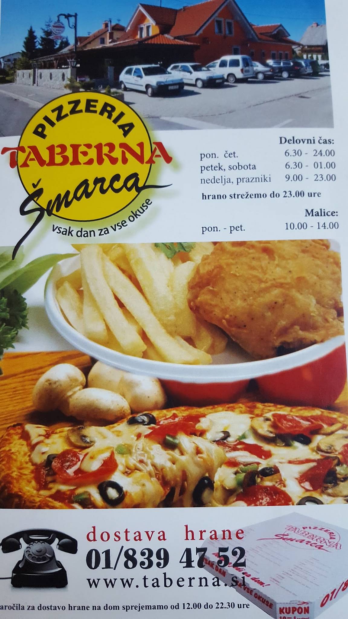 Меню Pizzeria taberna - s.p. Jereb Uroš, Шмарца