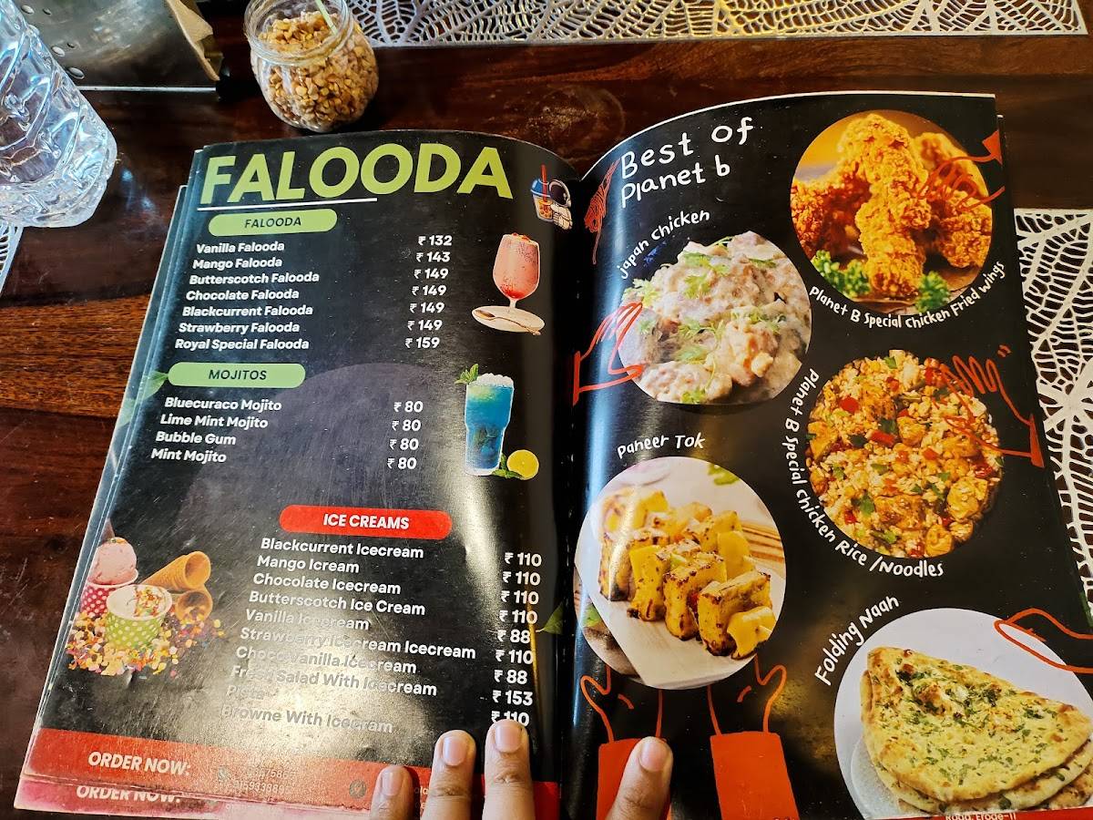 Planet B Family Restaurant menu