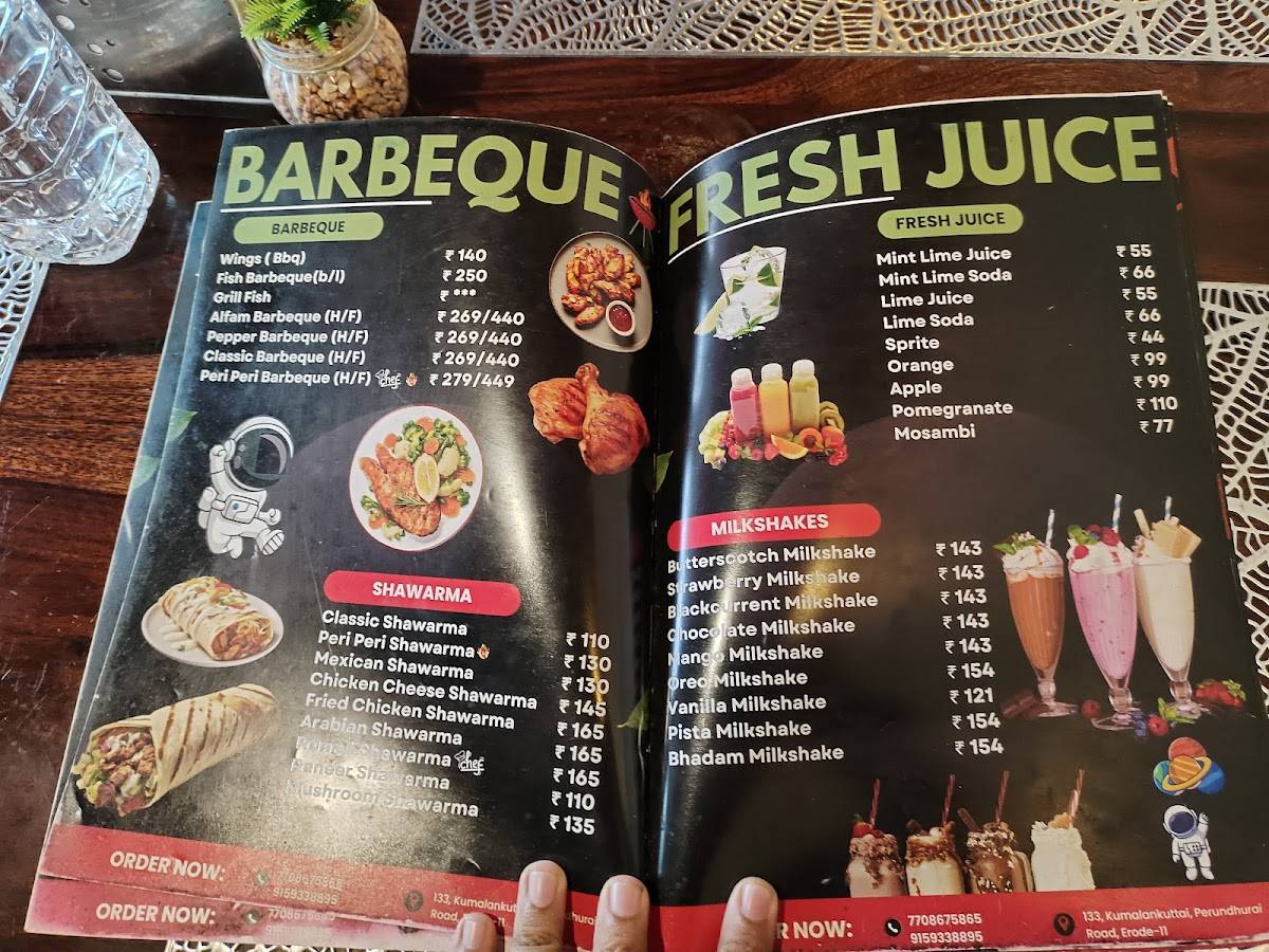 Planet B Family Restaurant menu