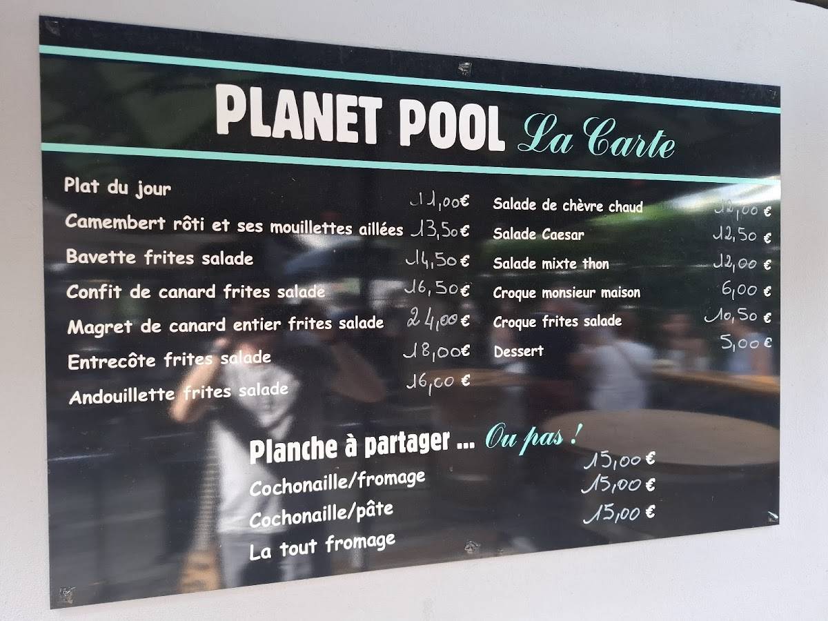 Menu de Planet Pool