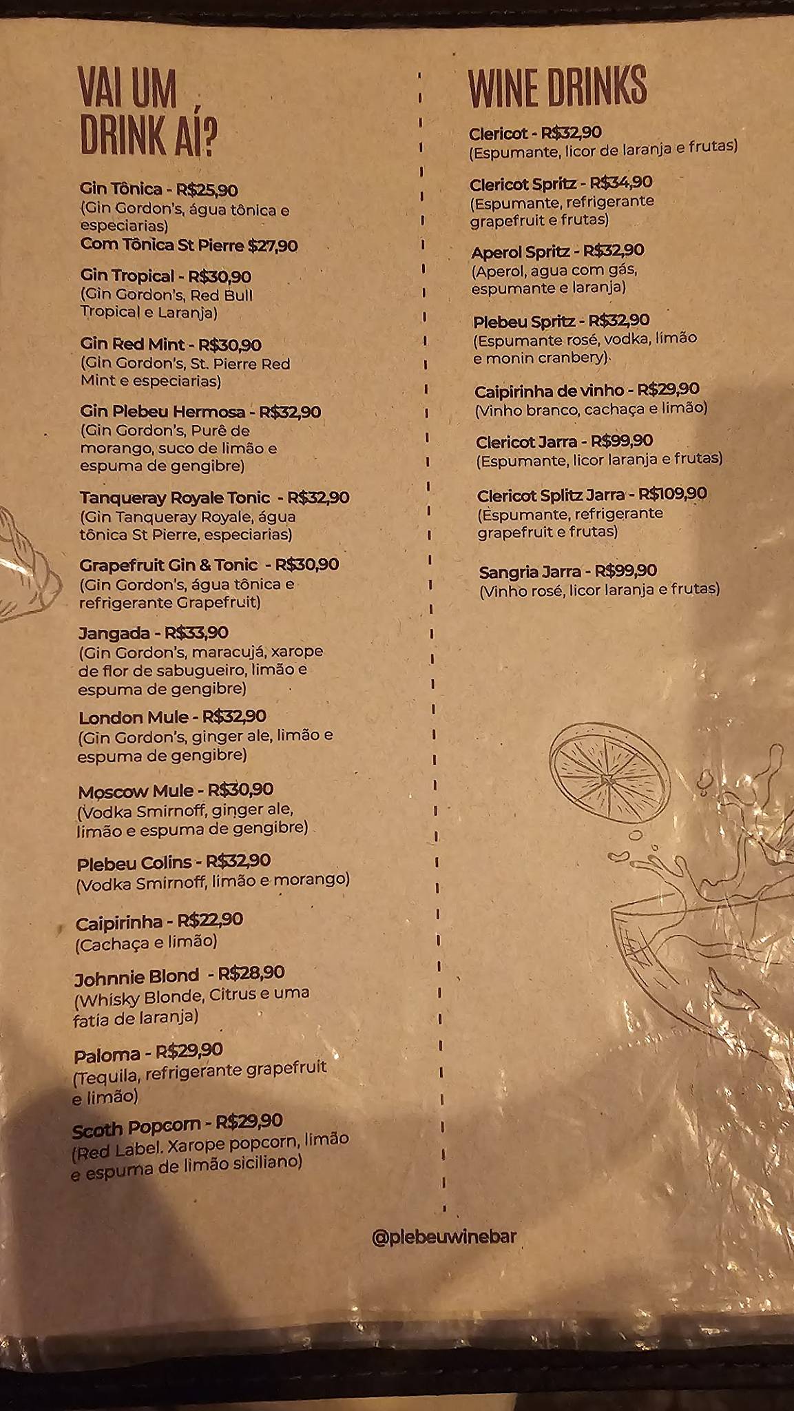 Plebeu Wine Bar cardápio