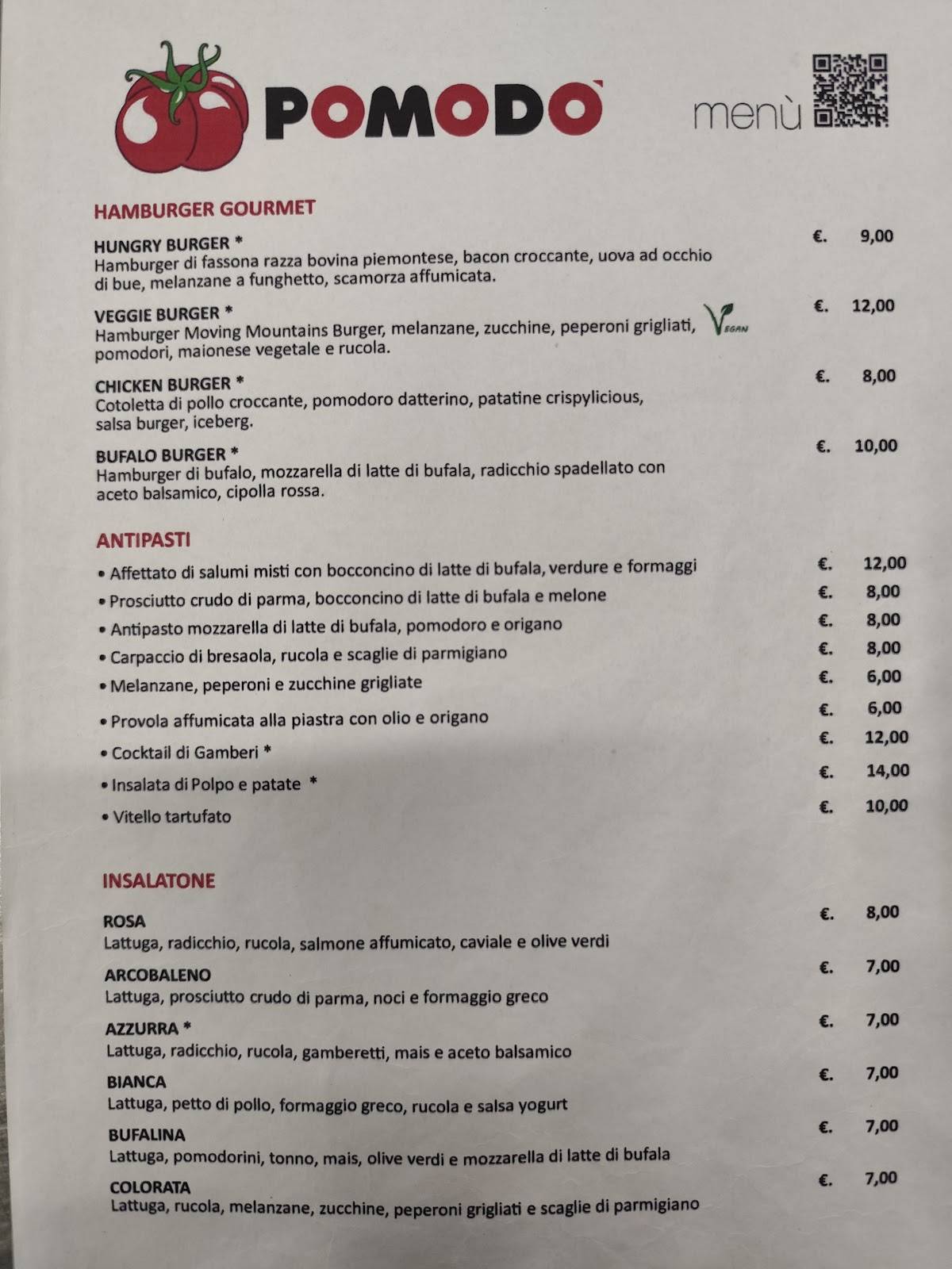 Menu di Ristorante Pizzeria Pomodò 