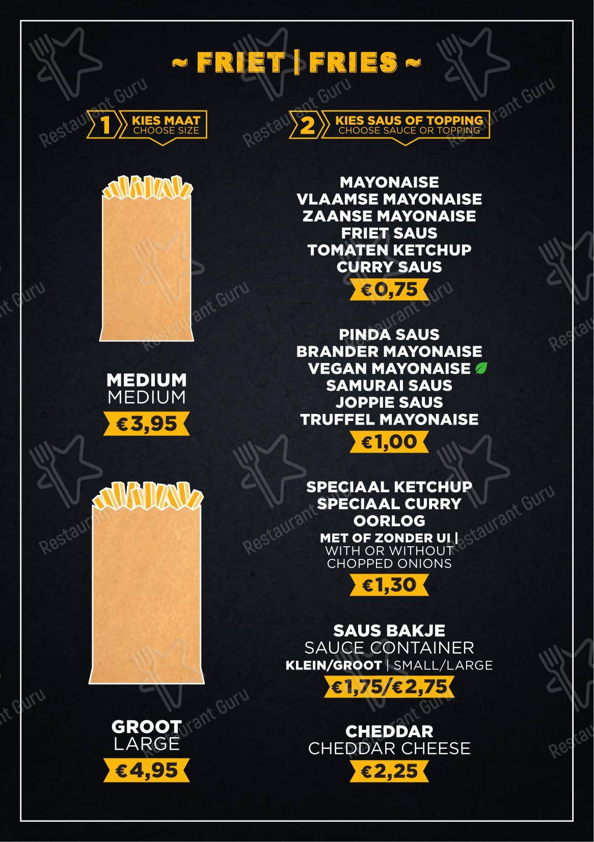 Menu pour Pont Neuf Buiksloterweg dans Amsterdam