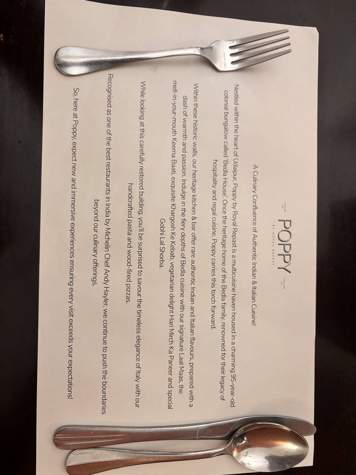 Poppy by Royal Repast Heritage Kitchen & Bar menu