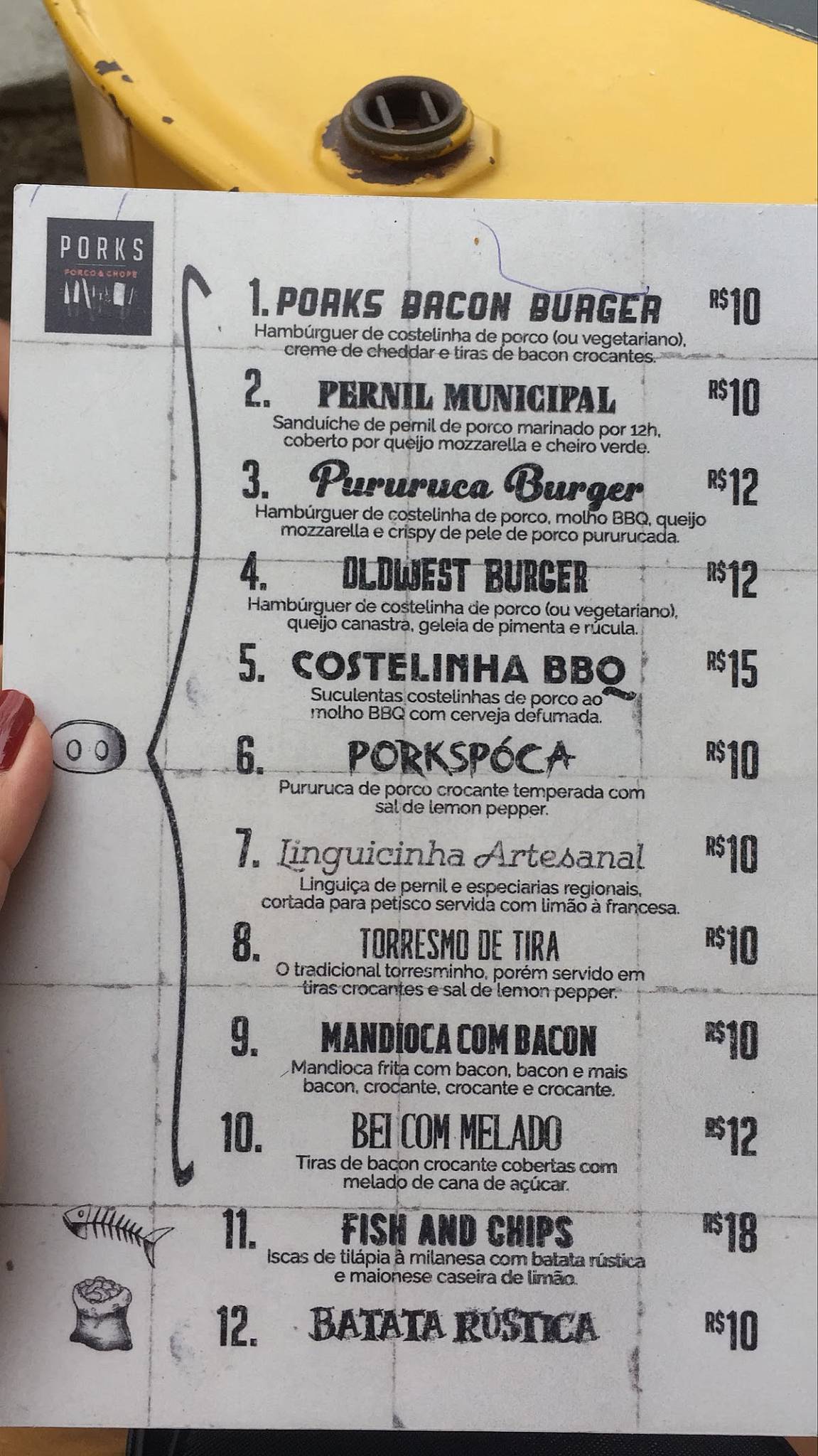 Porks - Museu do Olho cardápio