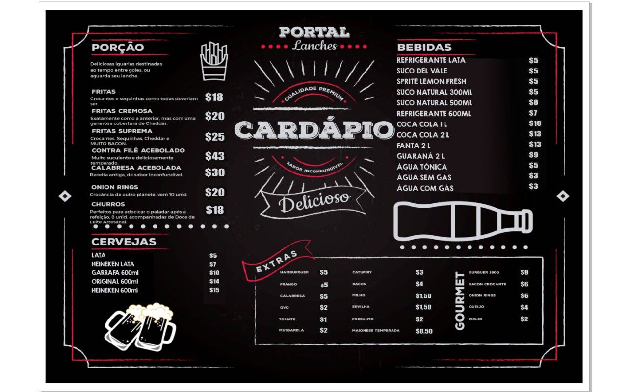Portal Lanches cardápio