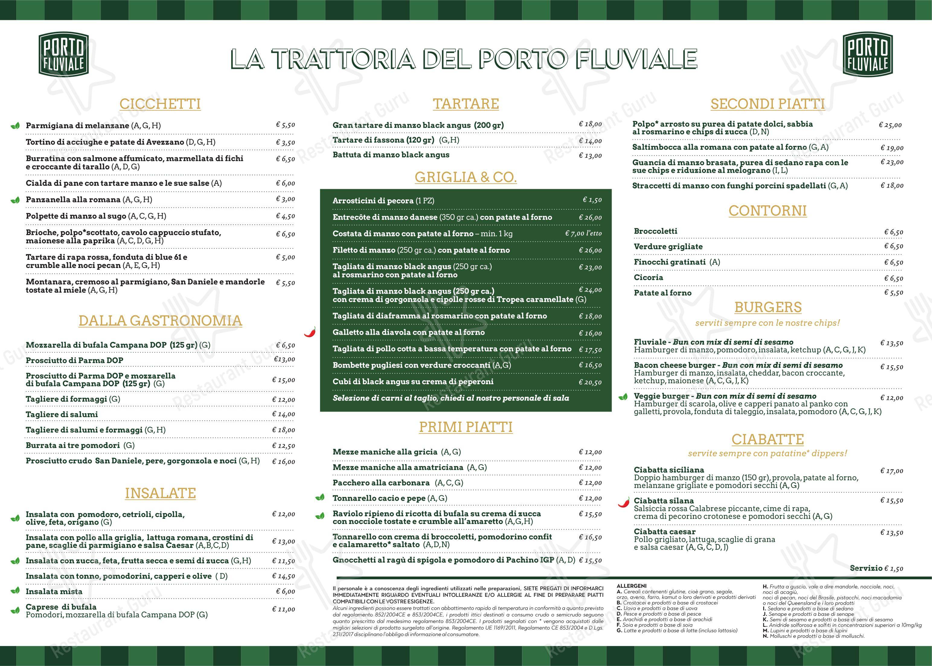 Menu di Porto Fluviale Ristorante Pizzeria - Menu