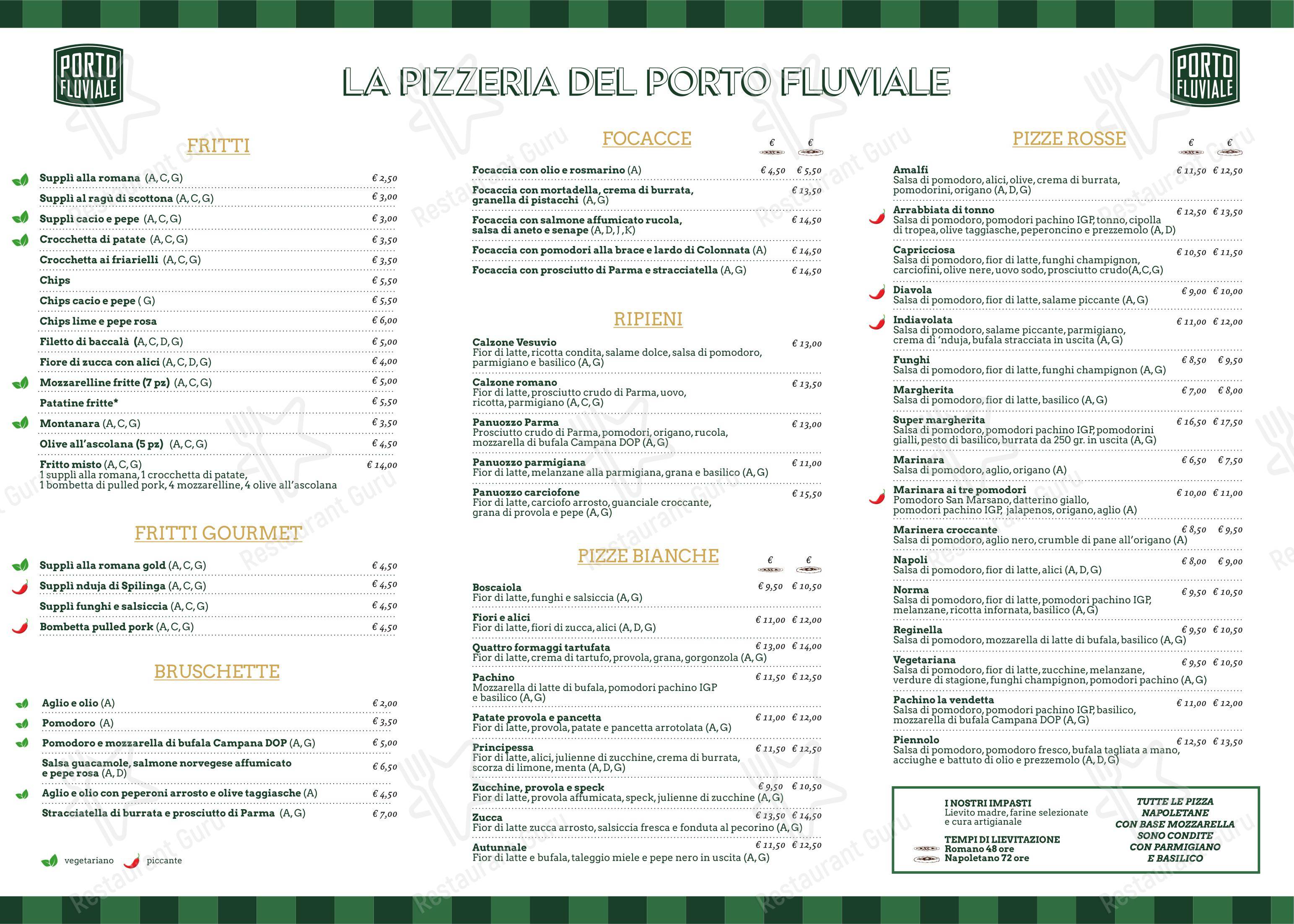 Menu per Porto Fluviale Ristorante Pizzeria in Roma