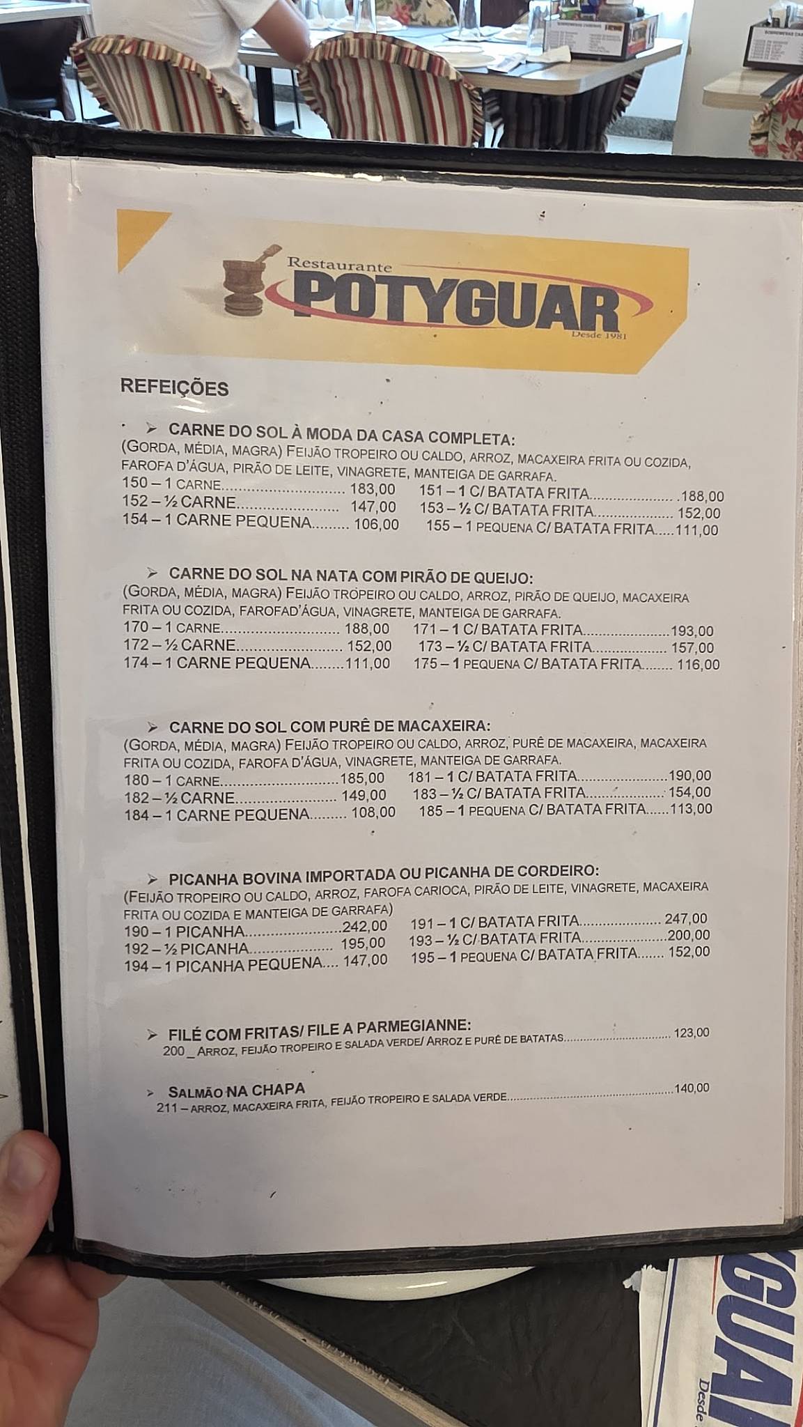Restaurante Potyguar cardápio