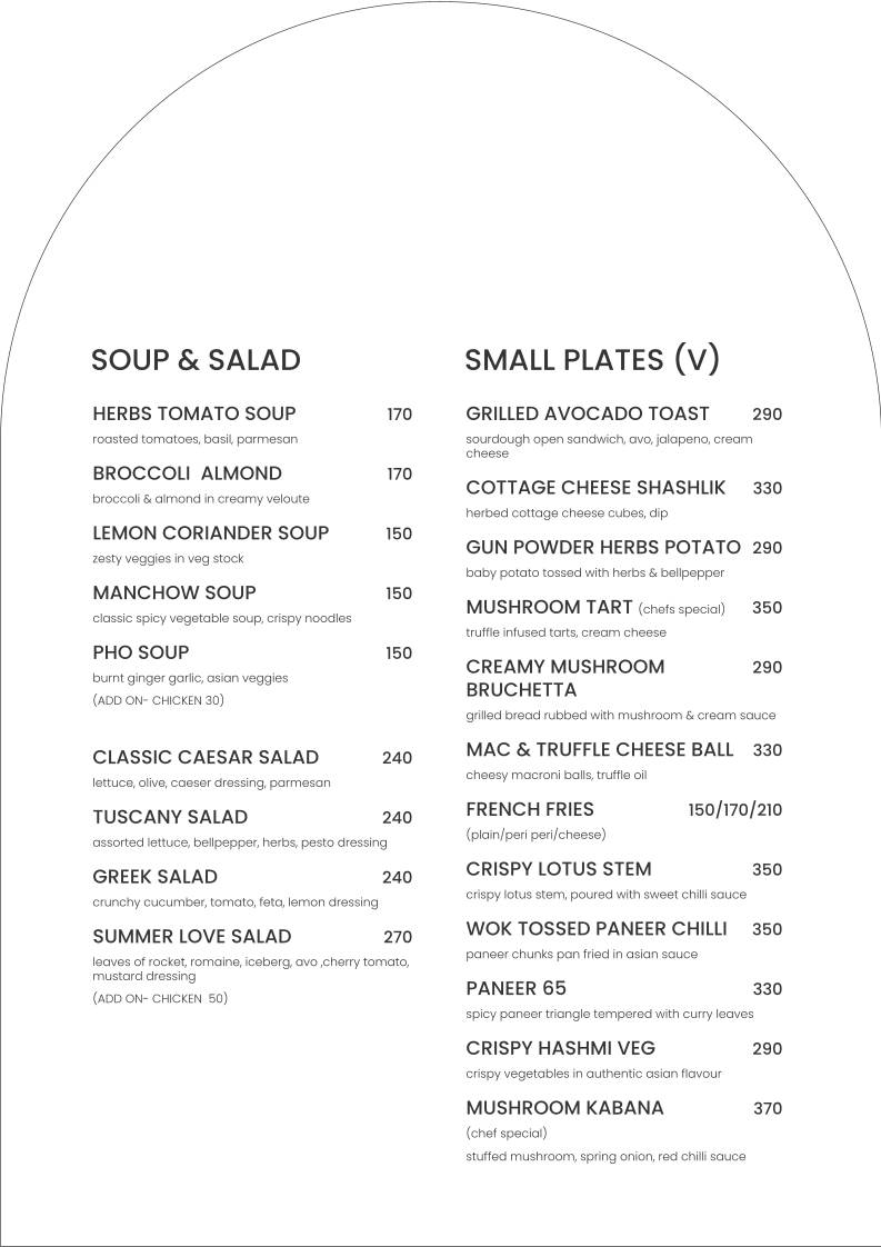 Prana Bar & Kitchen menu