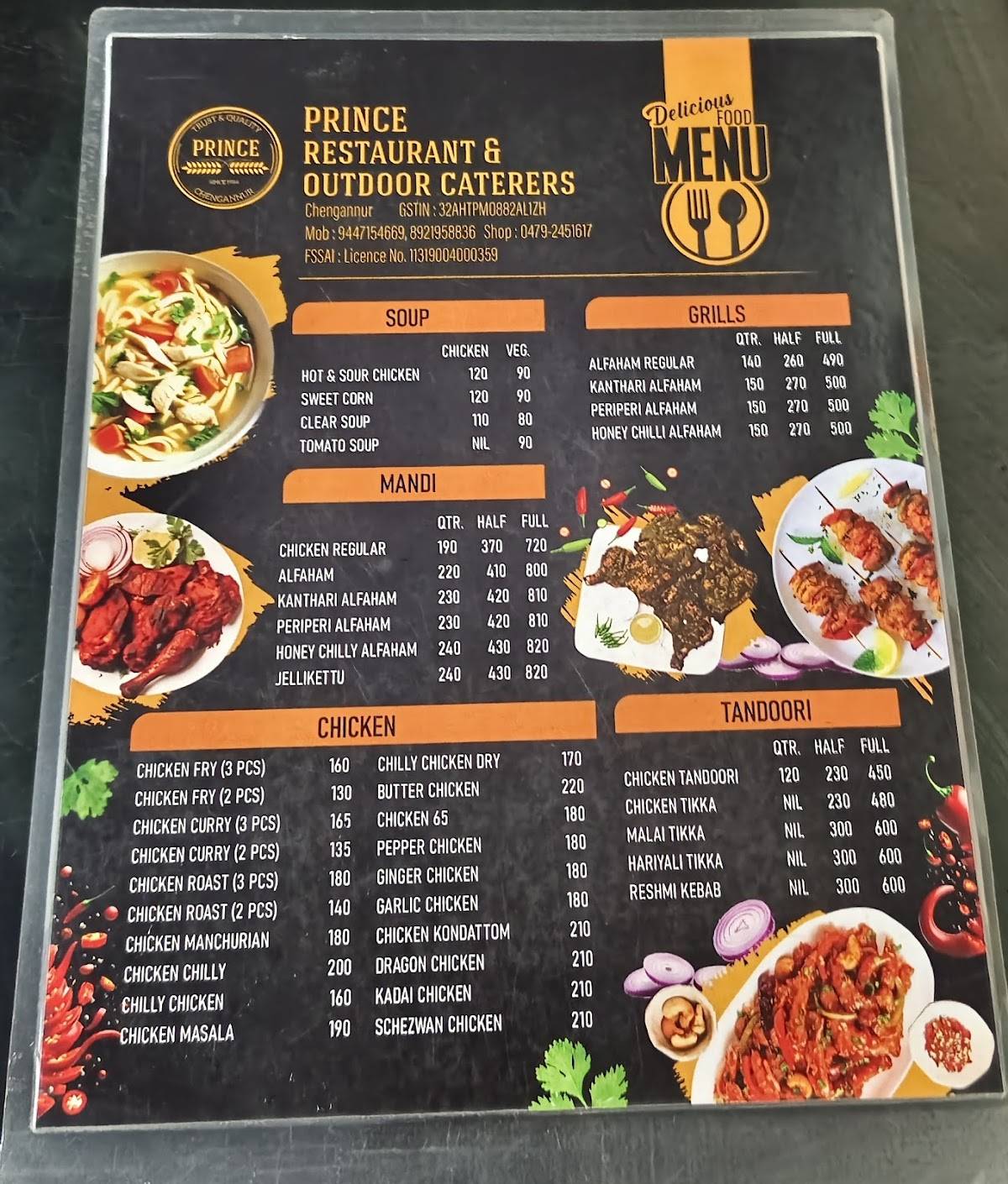 Prince Restaurant menu