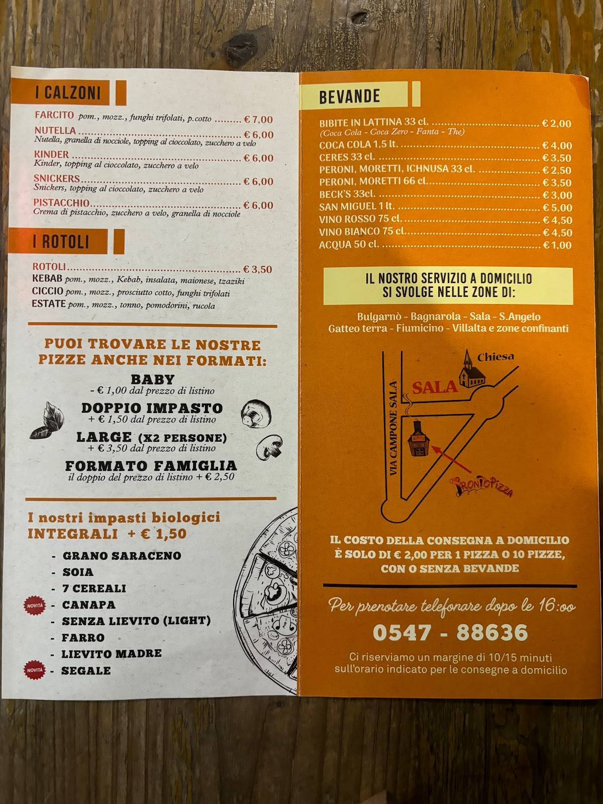 Menu di Pronto Pizza Sala 