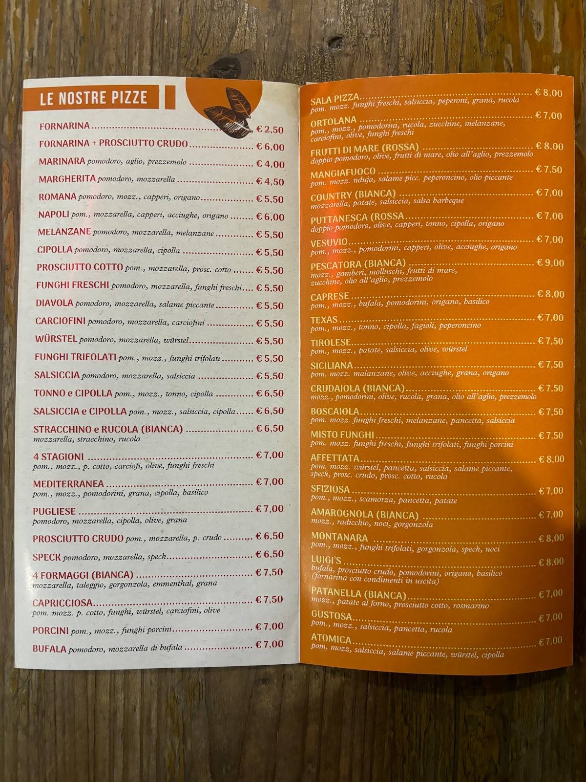 Menu di Pronto Pizza Sala 