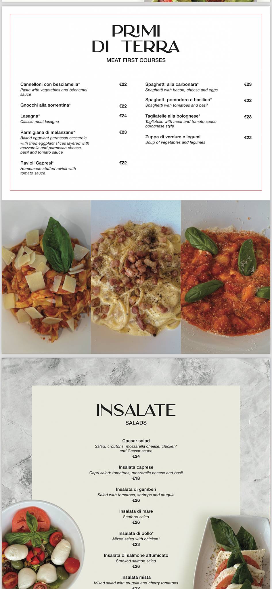 Menu di Bar Corallo 