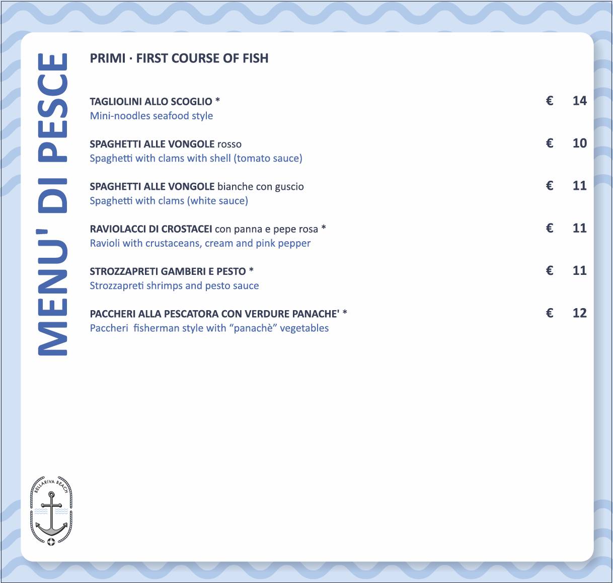 Menu di Bellariva Beach 
