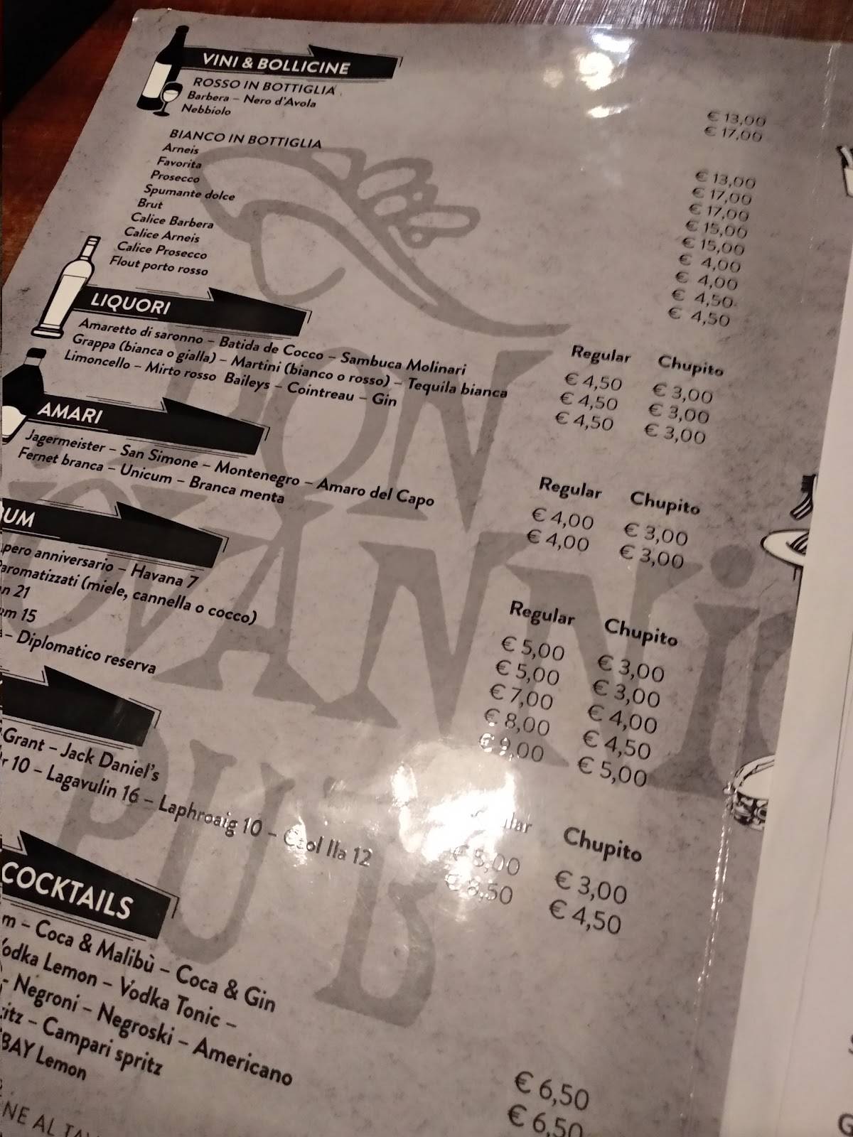 Menu di Birreria Don Giovanni 