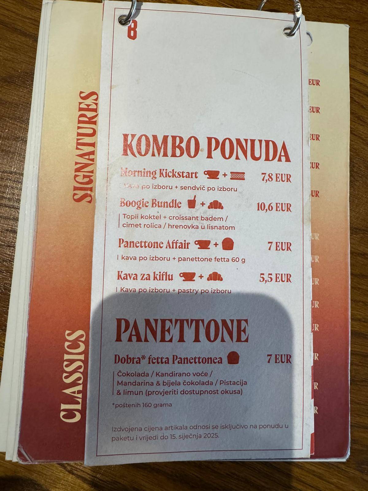 Menu di Boogie Lab Zagreb 