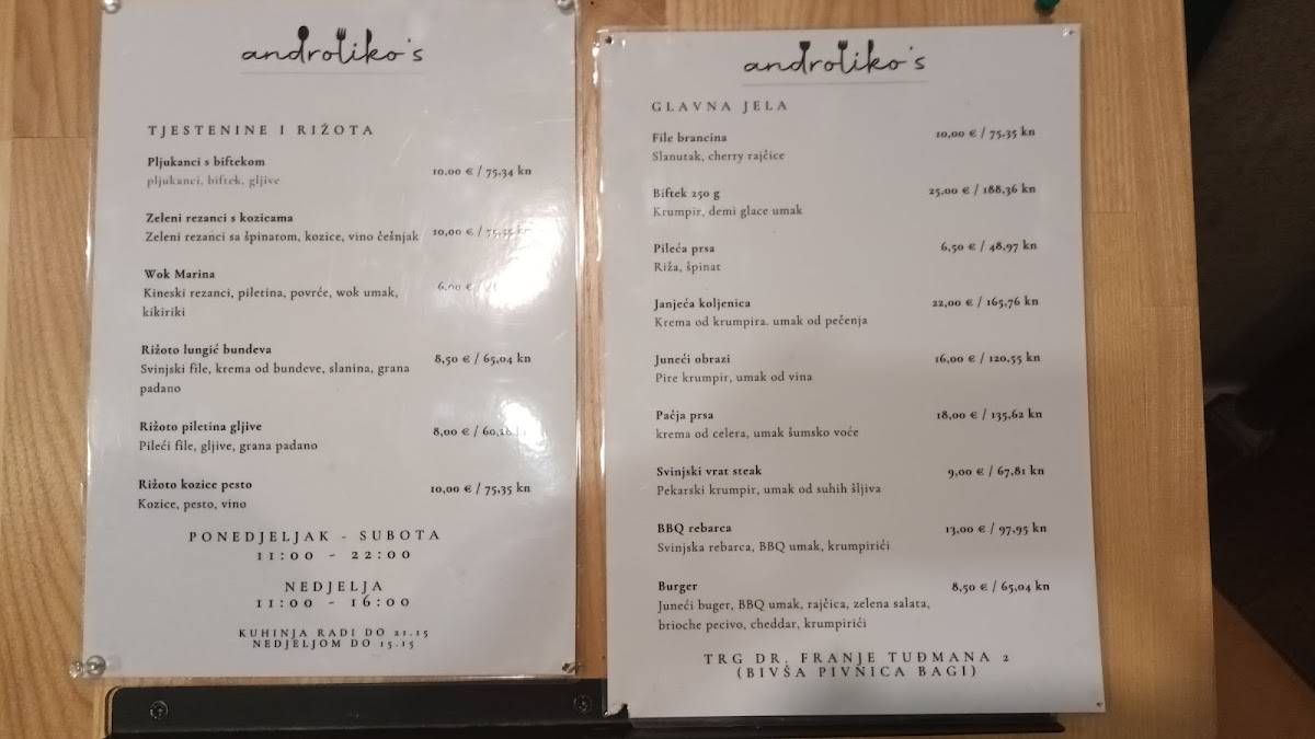 Menu di Caffe "In" Našice 