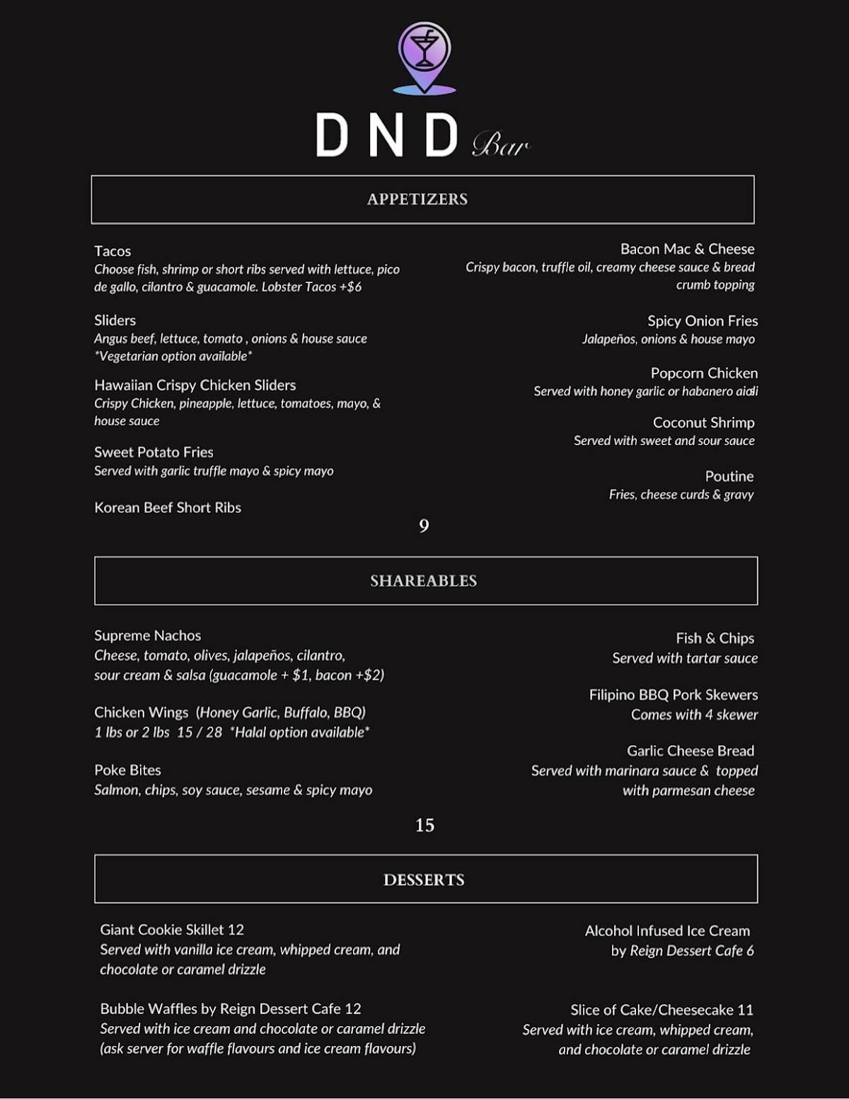 Menu de DND Bar