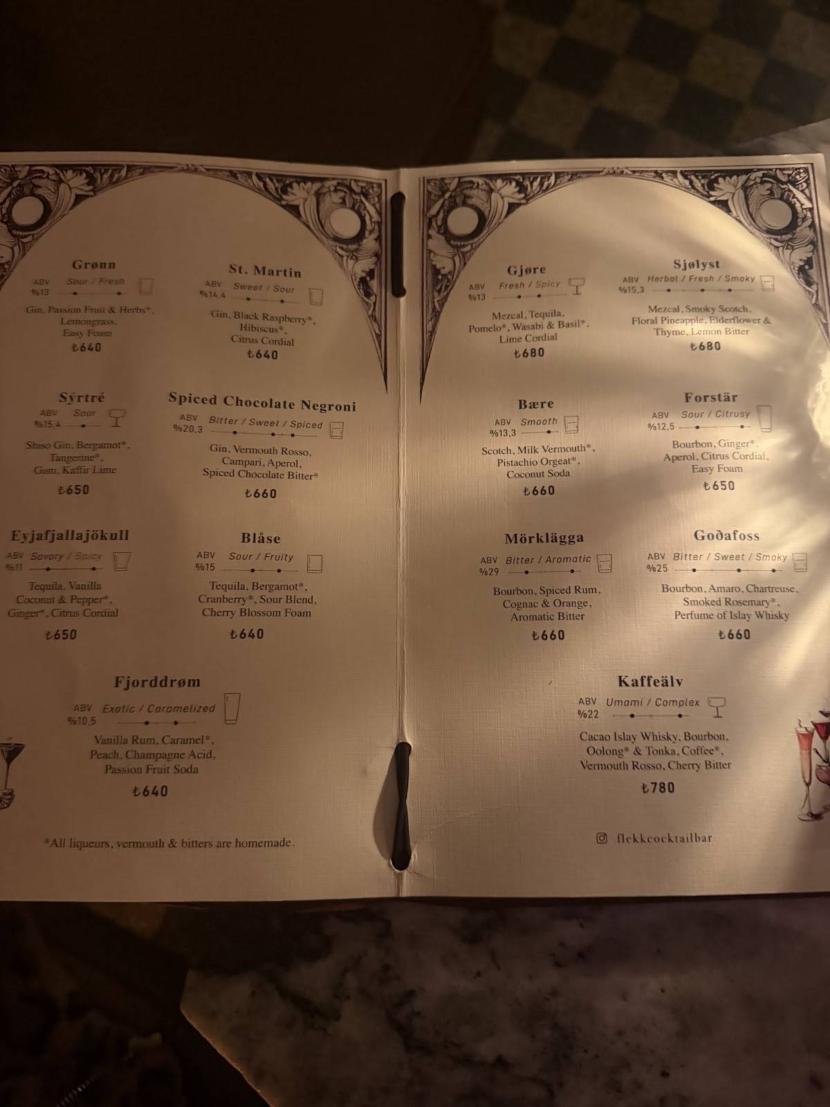 Menu de FLEKK
