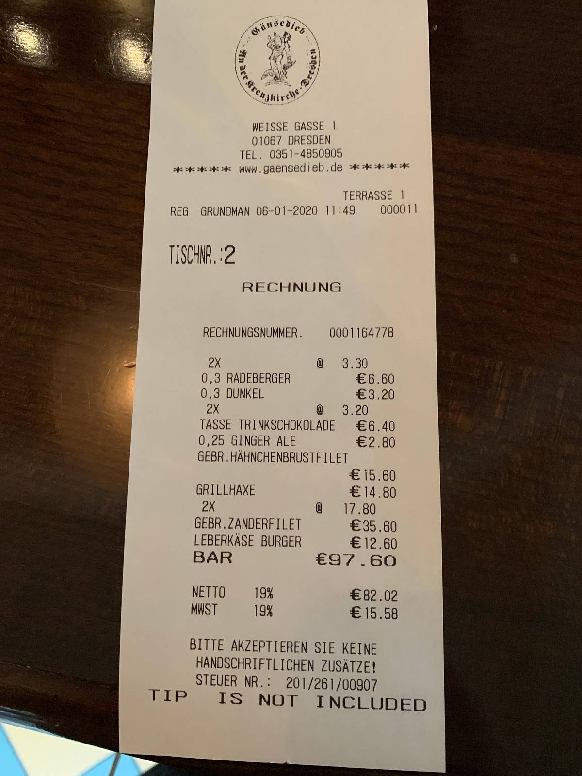 Speisekarte von Gänsedieb pub & Bar, Dresden, Weiße Gasse 1