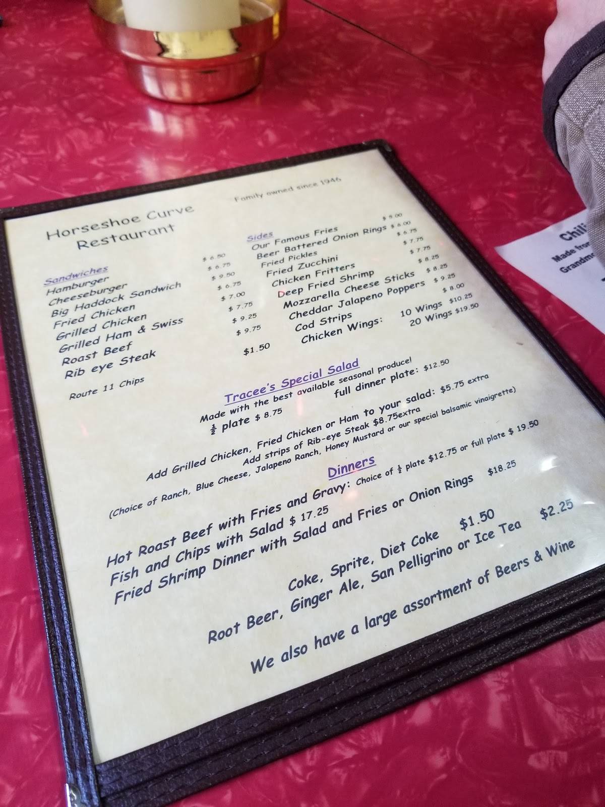 Menu at Horseshoe Curve Restaurant, Bluemont