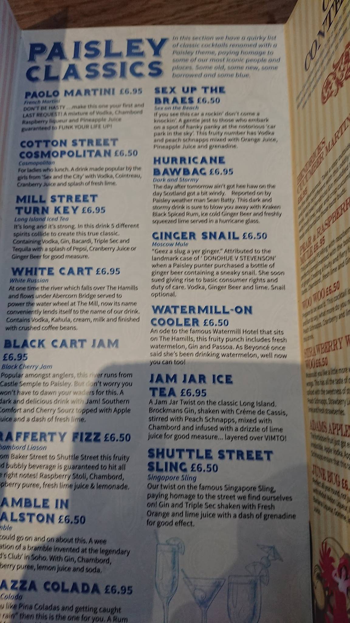 Menu at Jam Jar Paisley pub & bar, Paisley