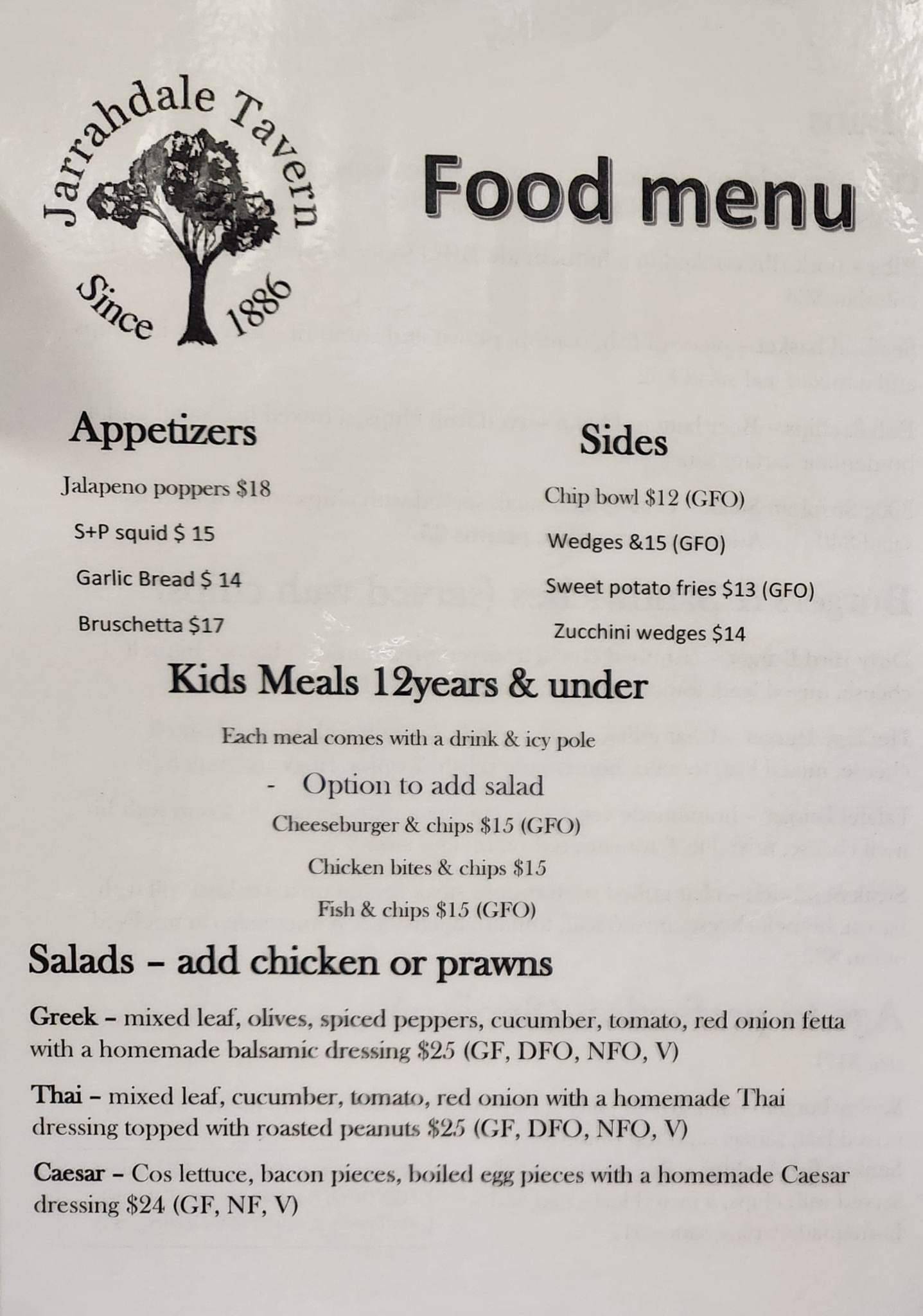 Menu At Jarrahdale Tavern Restaurant Jarrahdale menu-at-jarrahdale-tavern-restaurant-jarrahdale