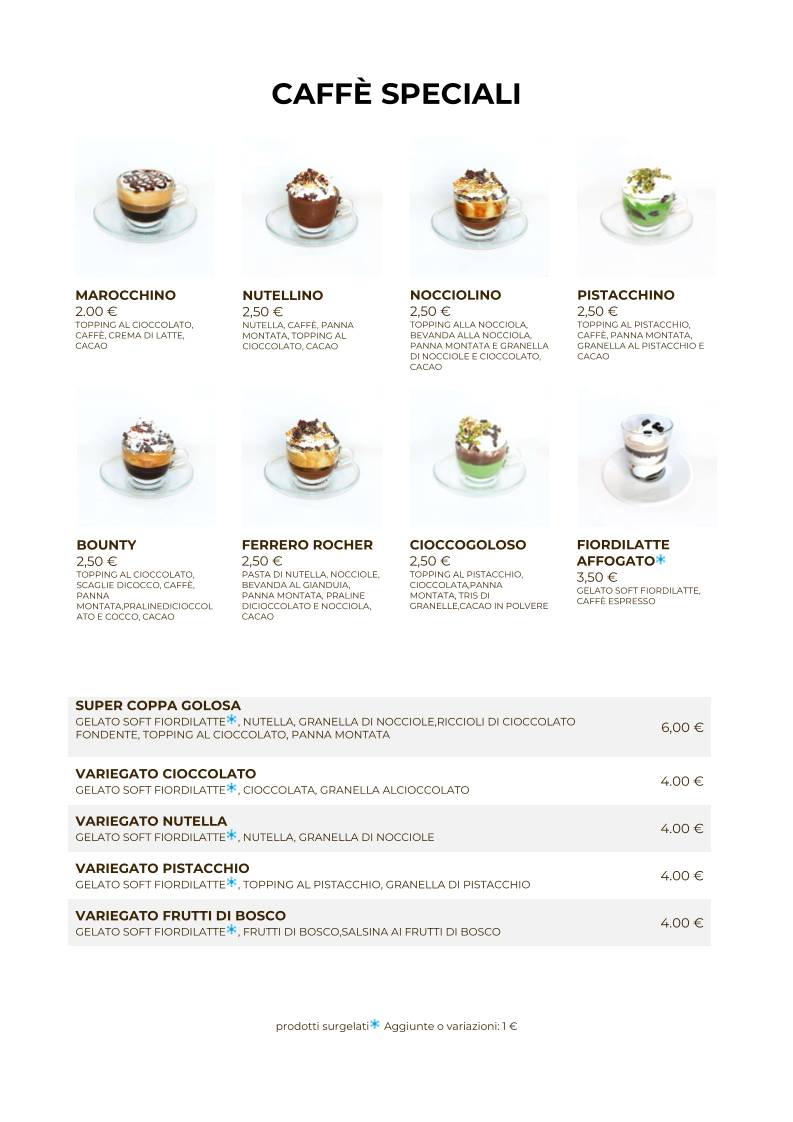 Menu di Kiafè Enjoy Your Break 