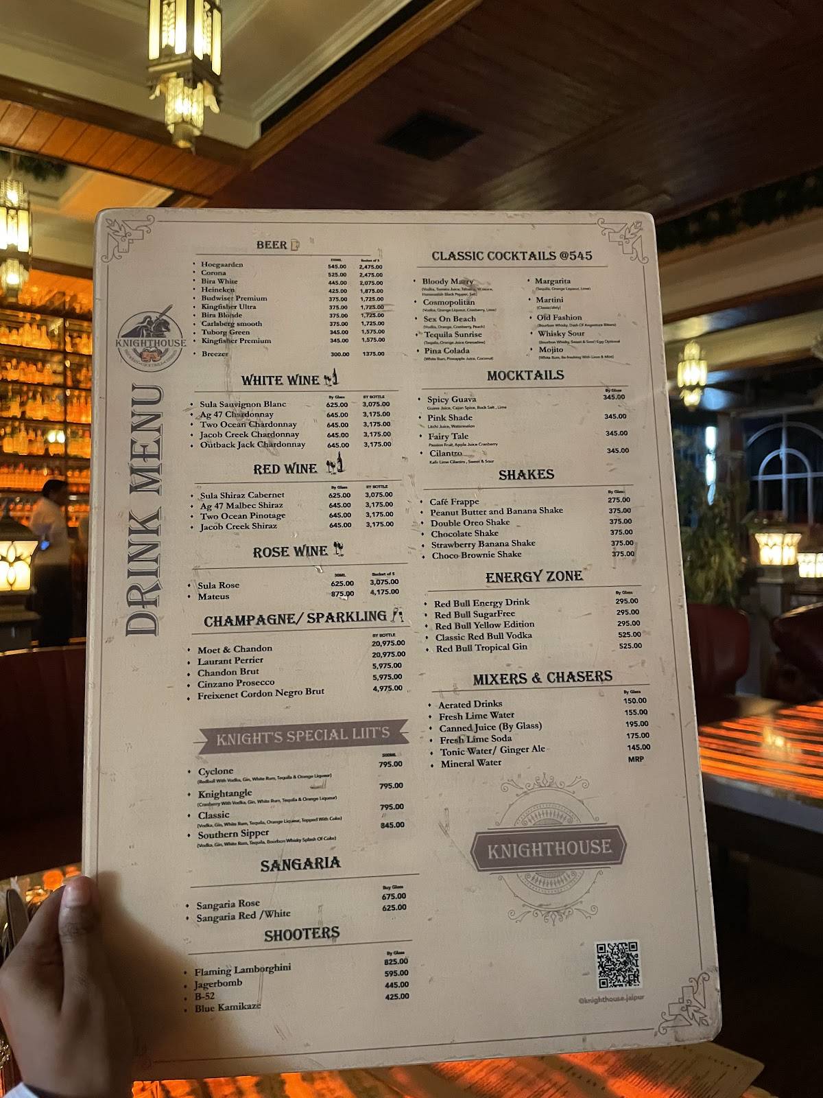 Knighthouse menu