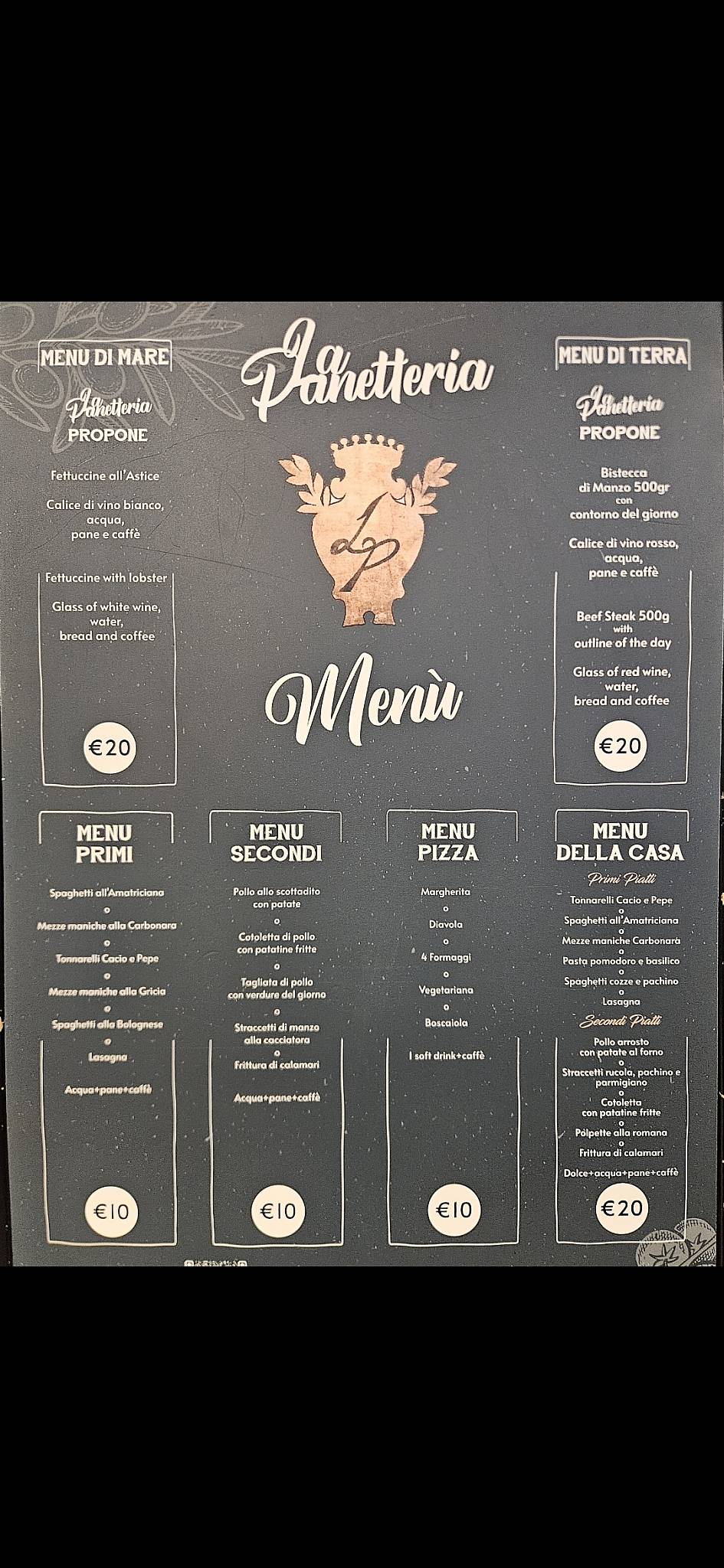 Menu di La Panetteria 