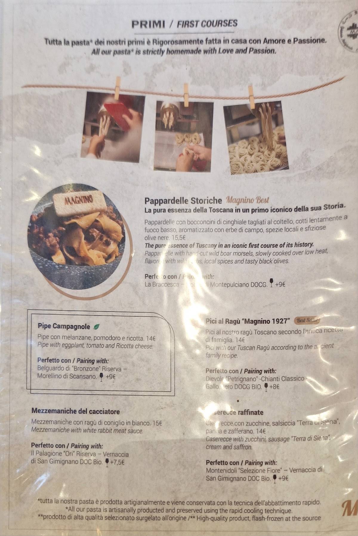 Menu di Magnino 