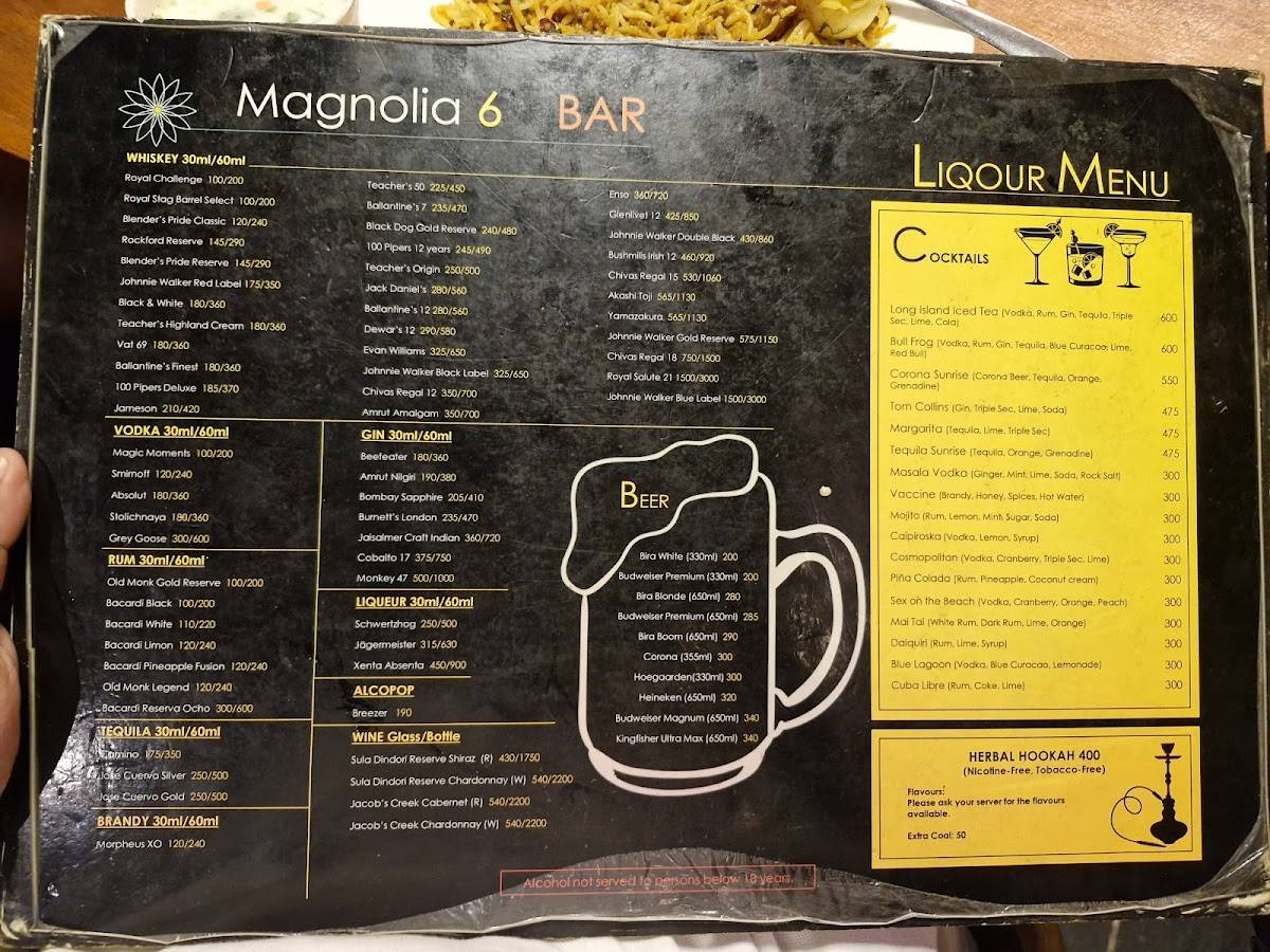 Magnolia 6 Bar menu