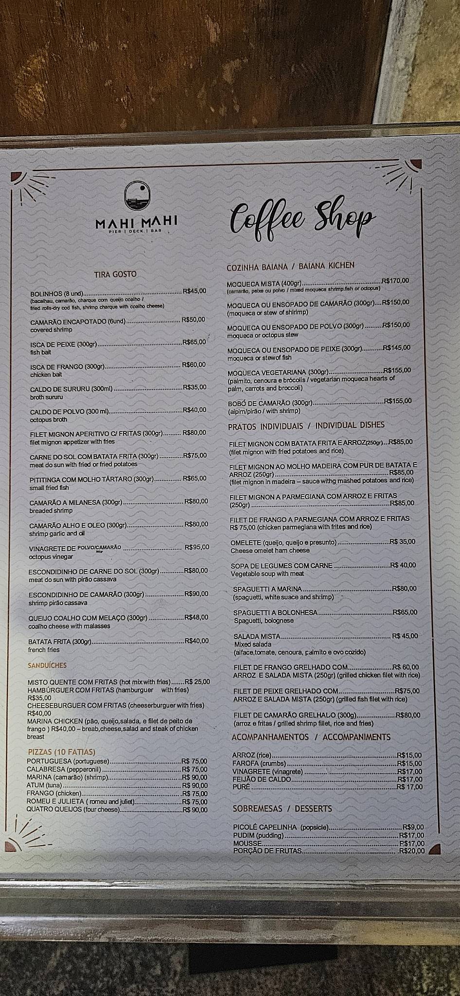 Mahi Mahi Bar e Restaurante cardápio