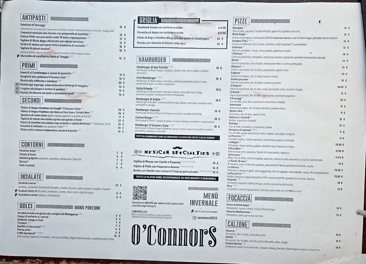 Menu di O'Connors 