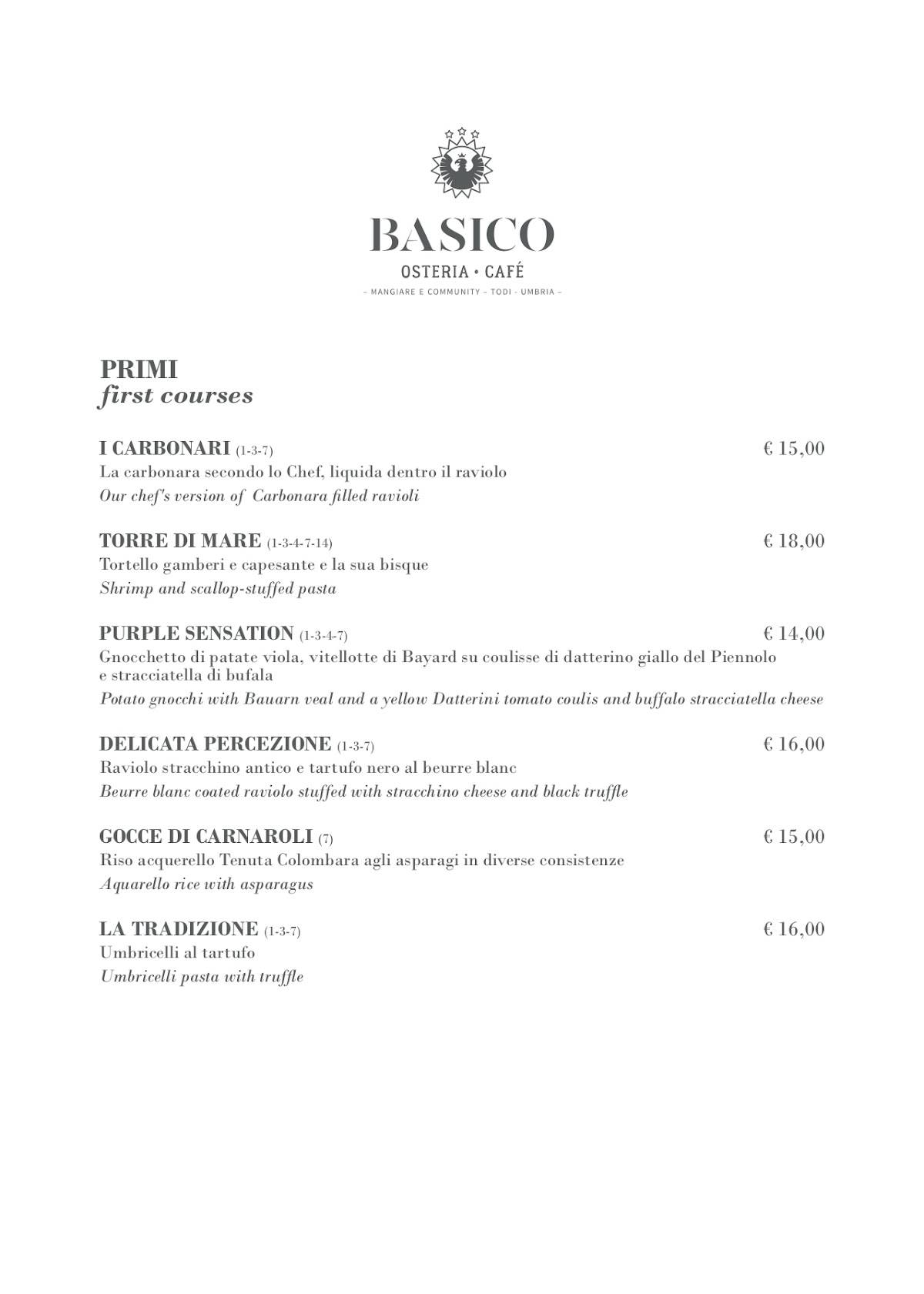 Menu di Osteria Basico Todi Centro 